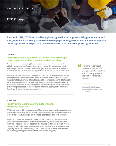 ETC Group reduces issues and improves on-time delivery with Pre-Verification