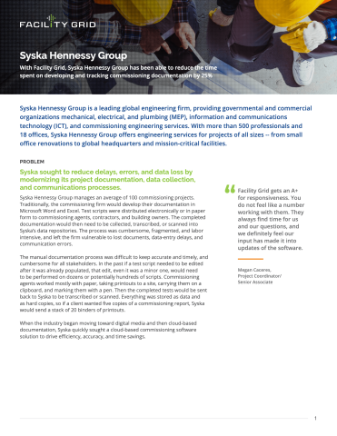 Syska Hennessy Group reduces the time spent on developing